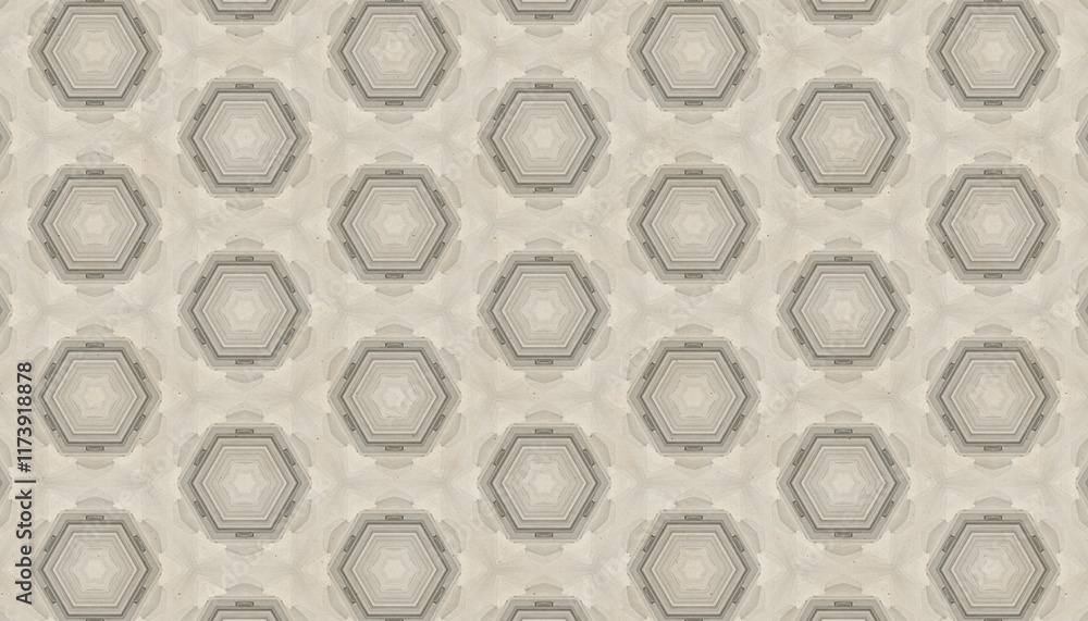 Poster intricate geometric pattern with hexagonal design in neutral tones