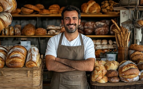 Smiling Baker in his Bakery