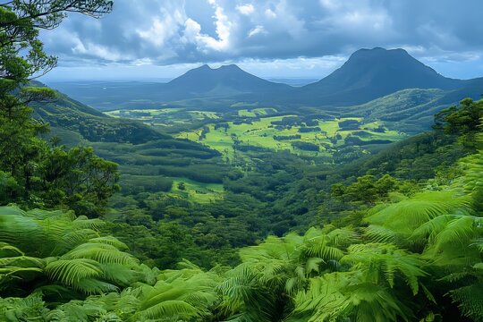 Autumn season brings a view of Mount Warning in the Byron Bay hinterland