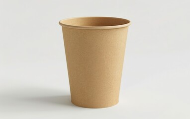 Biodegradable cup mockup isolated on white background. Compostable, eco friendly materials concept, conscious, sustainable, organic, natural, green, renewable, environmentally safe, decomposable