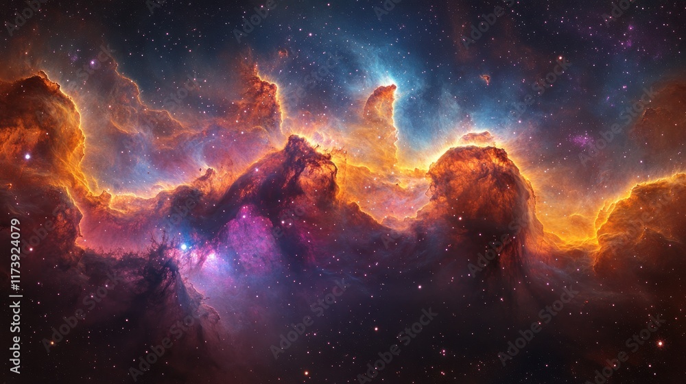 Wall mural cosmic nebula abstract expressionism in vibrant colors and starlight depth
