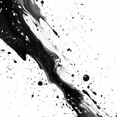 Abstract Black Ink Splatters and Streaks on a White Background, Featuring Bold Contrast and Dynamic Expressive Designs for Modern Graphic Elements
