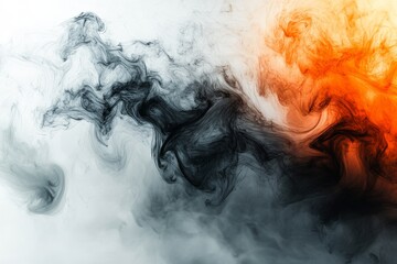 Obraz premium Abstract swirls of black and orange smoke creating dynamic patterns for artistic inspiration
