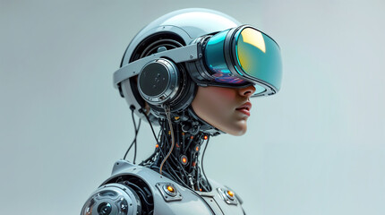 Fototapeta premium cyborg woman in vr glasses