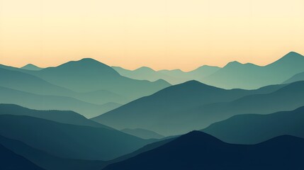 Fototapeta premium A dramatic view of a mountain range at dusk, with fading sunlight creating long shadows and a dramatic atmosphere HD, realistic
