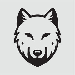 Minimalist Wolf Head Silhouette with Pointed Ears Vector Illustration