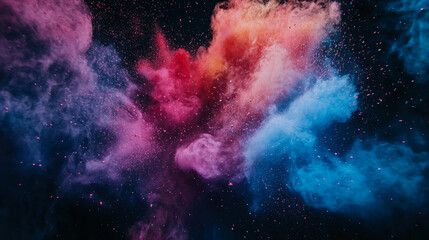 Fototapeta premium White powder explosion on black background. Colored cloud. Colorful dust explode. Paint Holi.