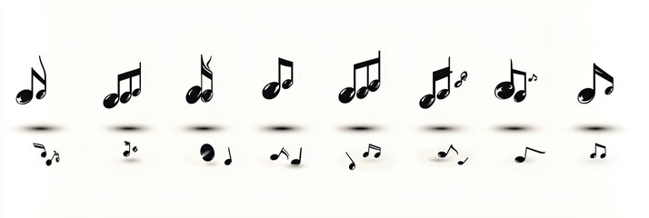 Obraz premium Musical notes and rests in a row.