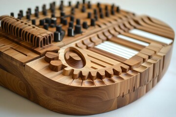 Naklejka premium Wooden musical instrument with keys and knobs.