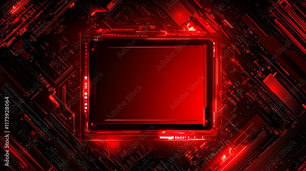 Poster abstract red circuit board digital technology frame