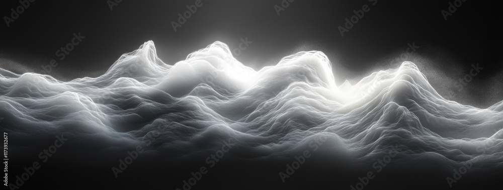 Poster monochromatic abstract artwork smooth gradients soft lighting flowing wave composition minimalist st