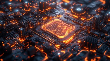 Futuristic Cityscape Night Mapping for Location Intelligence and Geospatial Exploration