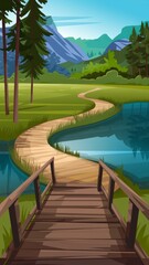 A vector style illustration of Empty background nature park scenery Generative aI