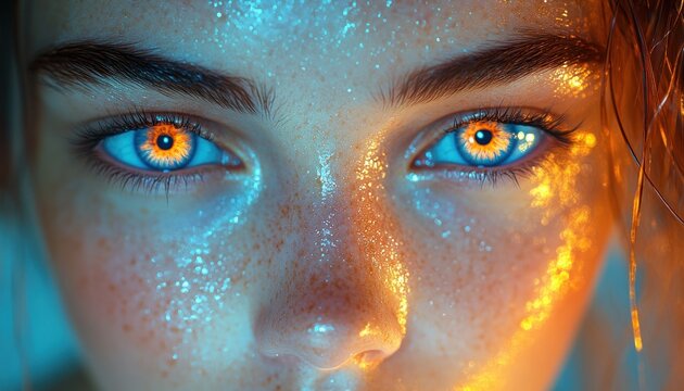 Futuristic Digital Identity Portrait with Cyberpunk Elements and Surreal Visionary Effects