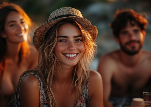 friends young outdoor gathering summer terrace rooftop party lifestyle happiness joy communication fun together