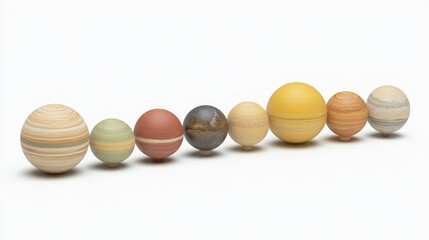 Wooden Easter eggs painted like planets. Educational toy or festive decoration. Fun science project for kids. Natural and eco-friendly gift idea.
