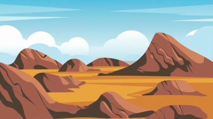 Naklejka premium A vector style illustration of scene with dry land and hills Generative AI