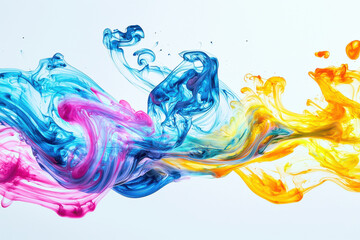 Fototapeta premium Glowing ink splash in cyan, magenta, and yellow