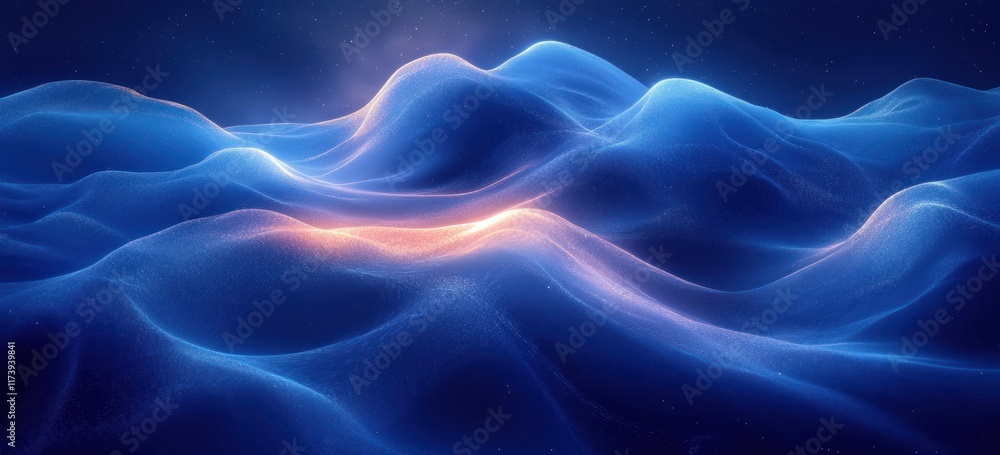 Aufkleber abstract expressionism blue cyan gradient background with soft lighting and smooth curved compositio