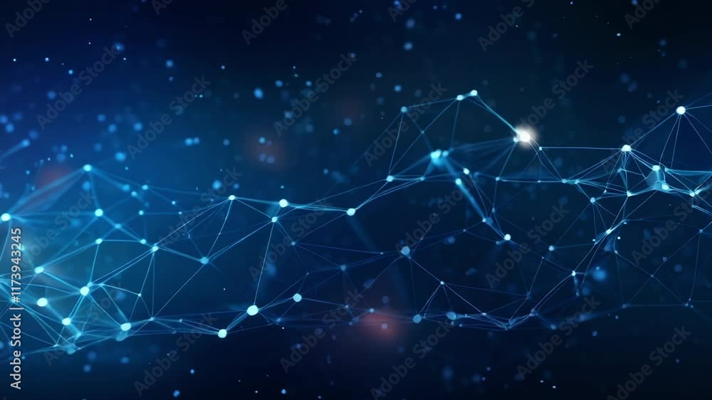 Aufkleber Digital data flow, plexus network connection dots and lines forming a complex structure, representing internet connections, cloud computing, and big data analysis