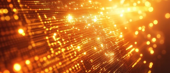 Bright Golden Light Particles Creating Abstract Background Effect