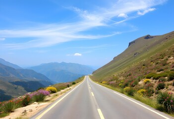 Fototapeta premium A Road in the country lined with flowers