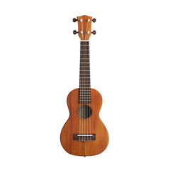 Obraz premium three quarter view of a brown ukulele on a white background