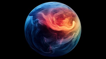 Obraz premium Abstract swirling planet Earth, vibrant colors, dark background.