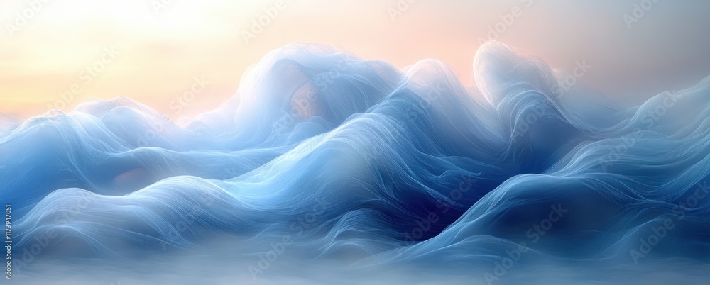 Aufkleber soft blue white gradient abstract calm minimalist design banner cover