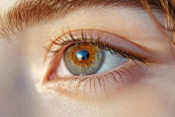 Close-up of a Woman's Eye with Contact Lens and Make-up