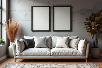 Cozy minimalist living room with modern decor and natural light.