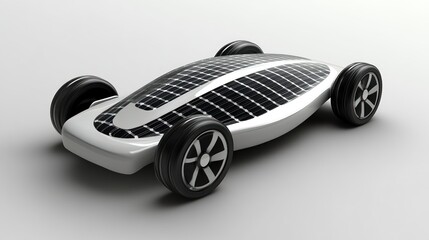 A futuristic solar-powered car concept. Ideal for showcasing sustainable transportation and innovative design in presentations or educational materials.