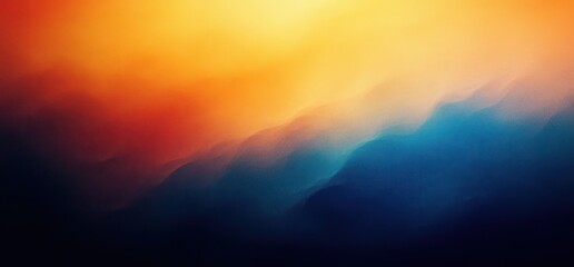 Fototapeta premium Abstract Gradient Background in Blue Orange Teal Yellow with Noise Texture Effect