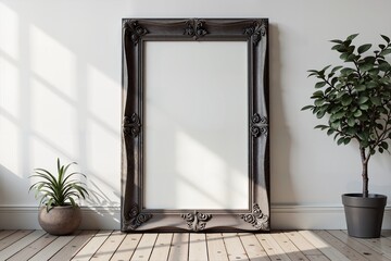Elegance in simplicity: a classic frame and indoor plants create a serene corner.