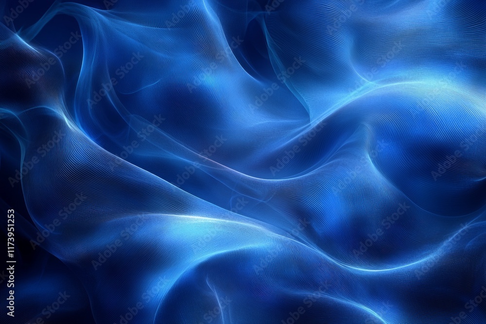 Aufkleber deep blue and turquoise lines flow smoothly across illustration creating serene and calming atmosphe