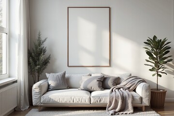 "Cozy corner with minimalist decor, natural light, and a touch of greenery."