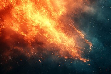 Fototapeta premium Flames dance against a dark backdrop, creating a mesmerizing display of fire and light