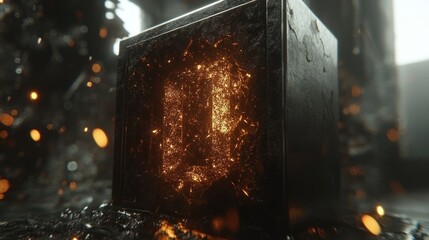 A dark metallic cube emits a fiery glow forming the number 11. Ideal for game intros, sci-fi visuals, or countdown sequences.