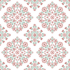 Boho Floral repeat pattern, Floral Block print , Flower damask, floral vector file, Floral ogee pattern, damask pattern, medallion