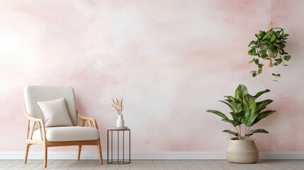 Soft Watercolor Wallpaper in Muted Rose Tones for Interior Design