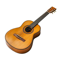 tilted classic guitar on a white background