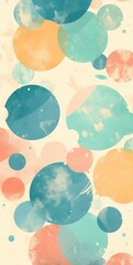 Elegant pattern with polka dots in muted pastel colors like green, blue, and pink on a white background