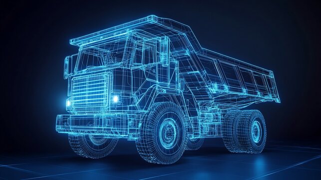 Wireframe model of a dump truck.