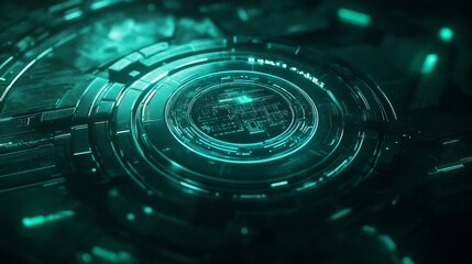 Futuristic Technology with Privacy Symbols in High Contrast