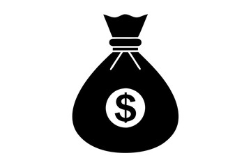 Money Bag Icon Silhouette Vector Illustration