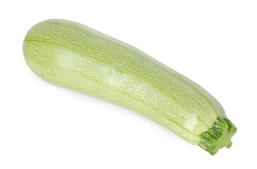 One fresh ripe zucchini isolated on white, top view