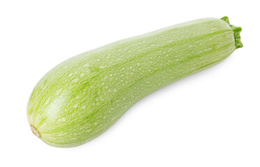 One fresh ripe zucchini isolated on white