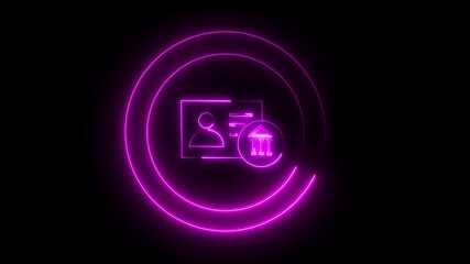 Digital banking system neon line icon isolated ,A new account user icon isolated .Glowing neon light people icon. Neon Lines abstract on background. Communication man profile icon.