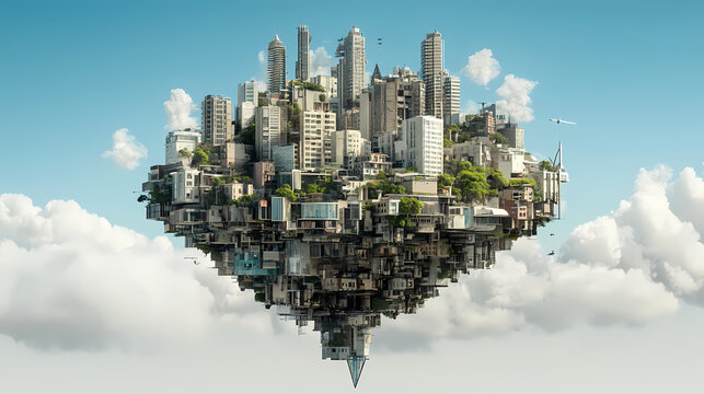 Skybound cityscapes floating architectural wonders. Skybound. Illustration