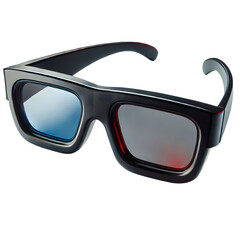 Black 3D Movie Glasses on a Transparent Background. Generative AI